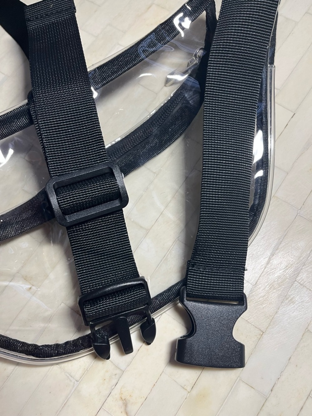 Transparent Belt Bag - Clear PVC Black Trim Fanny Pack - Picture 6 of 6